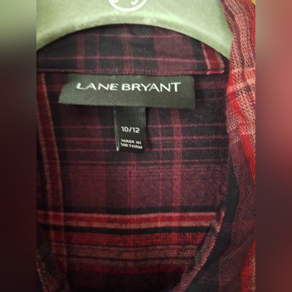 Lane Bryant Plaid Red Black Lace Loose Fit Button Down Long Sleeve Size … - Picture 4 of 5
